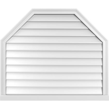 Octagonal Top Surface Mount PVC Gable Vent W/ 2W X 2P Brickmould Sill Frame, 40W X 34H